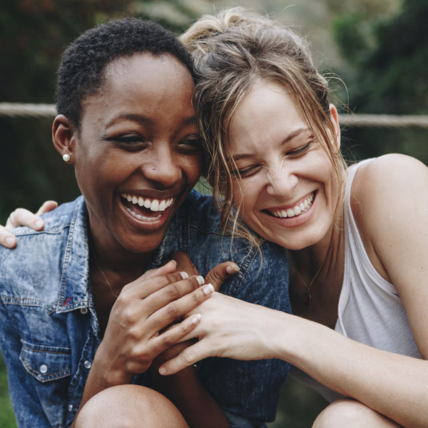 two laughing friends